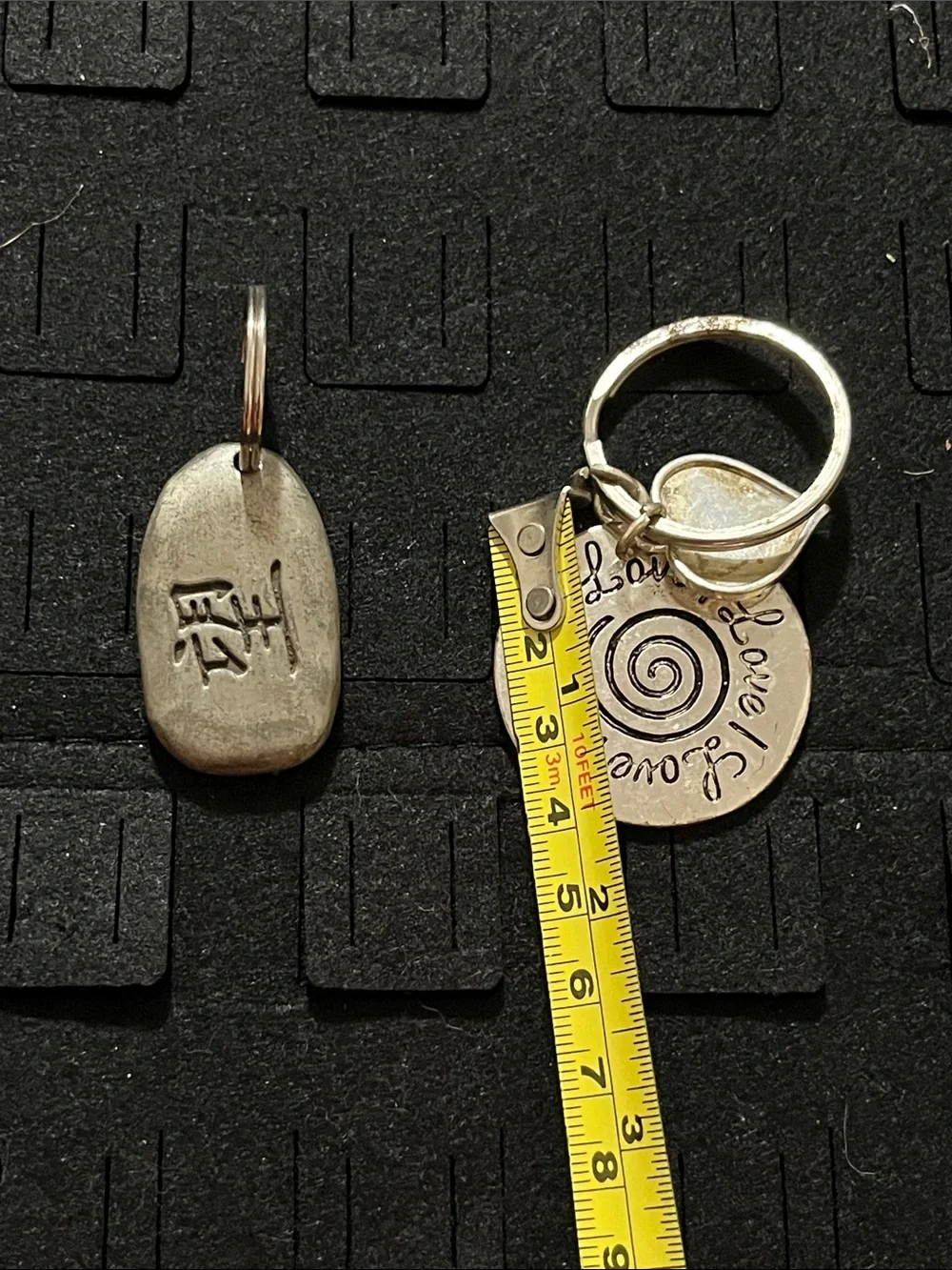 Vintage Silver Tone Spiral 'Love' Pendant Key & Heart Charm